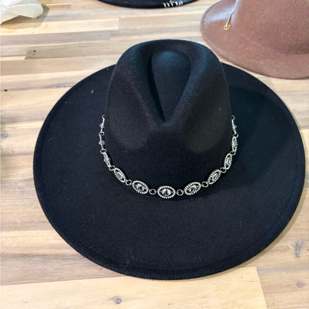 Elegant Black Hat with Silver Accents